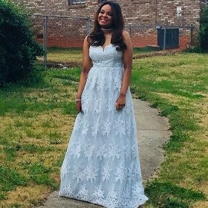 Powder Blue lace prom dress